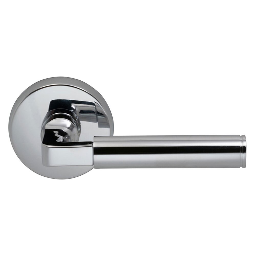 Omnia Hardware Passage Barrel Right Handed Lever with Plain Rosette in Polished Chrome