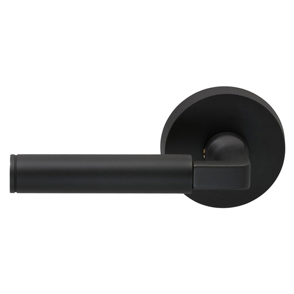 Omnia Hardware Passage Barrel Left Handed Lever with Plain Rosette in Oil Rubbed Bronze Lacquered