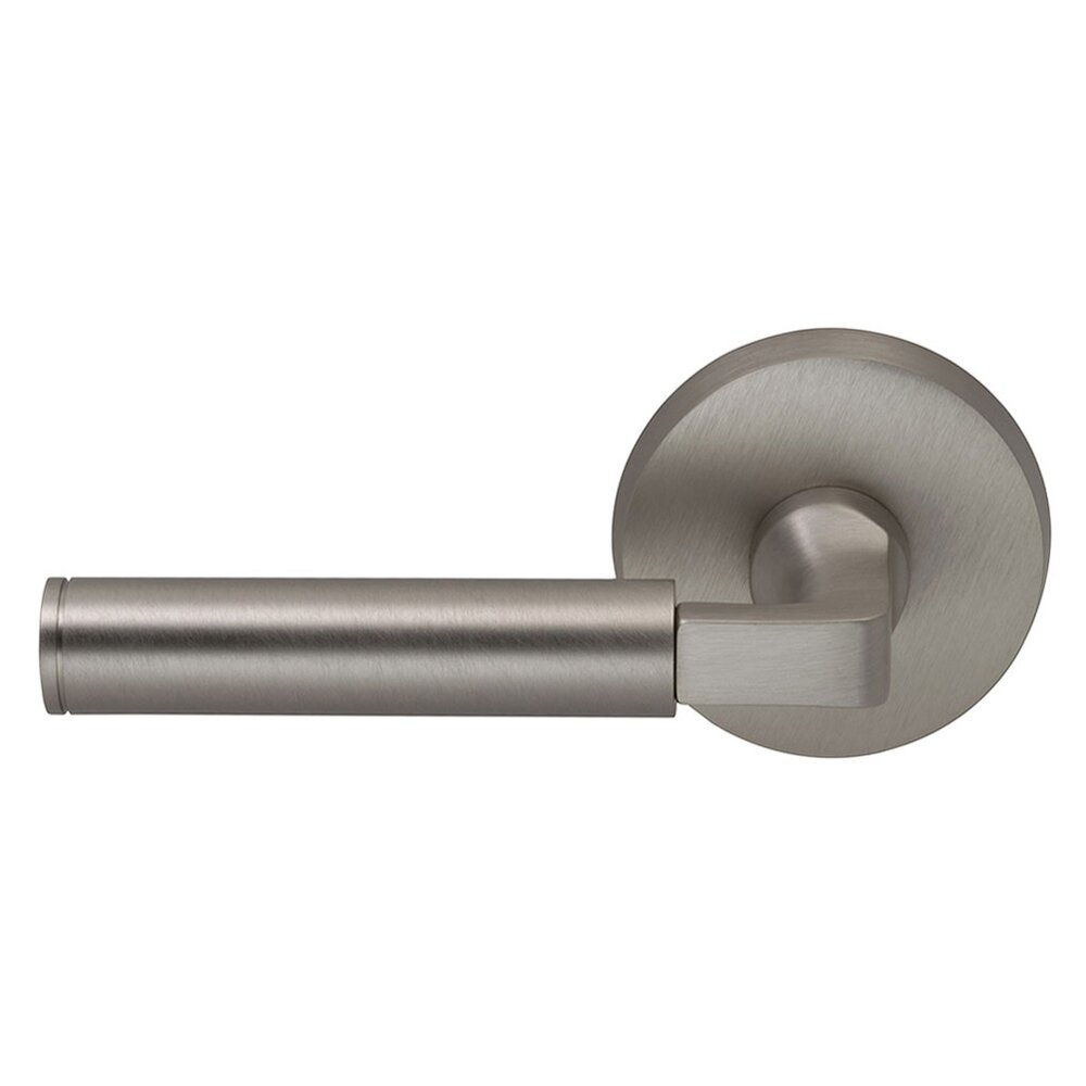 Omnia Hardware Passage Barrel Left Handed Lever with Plain Rosette in Satin Nickel Lacquered