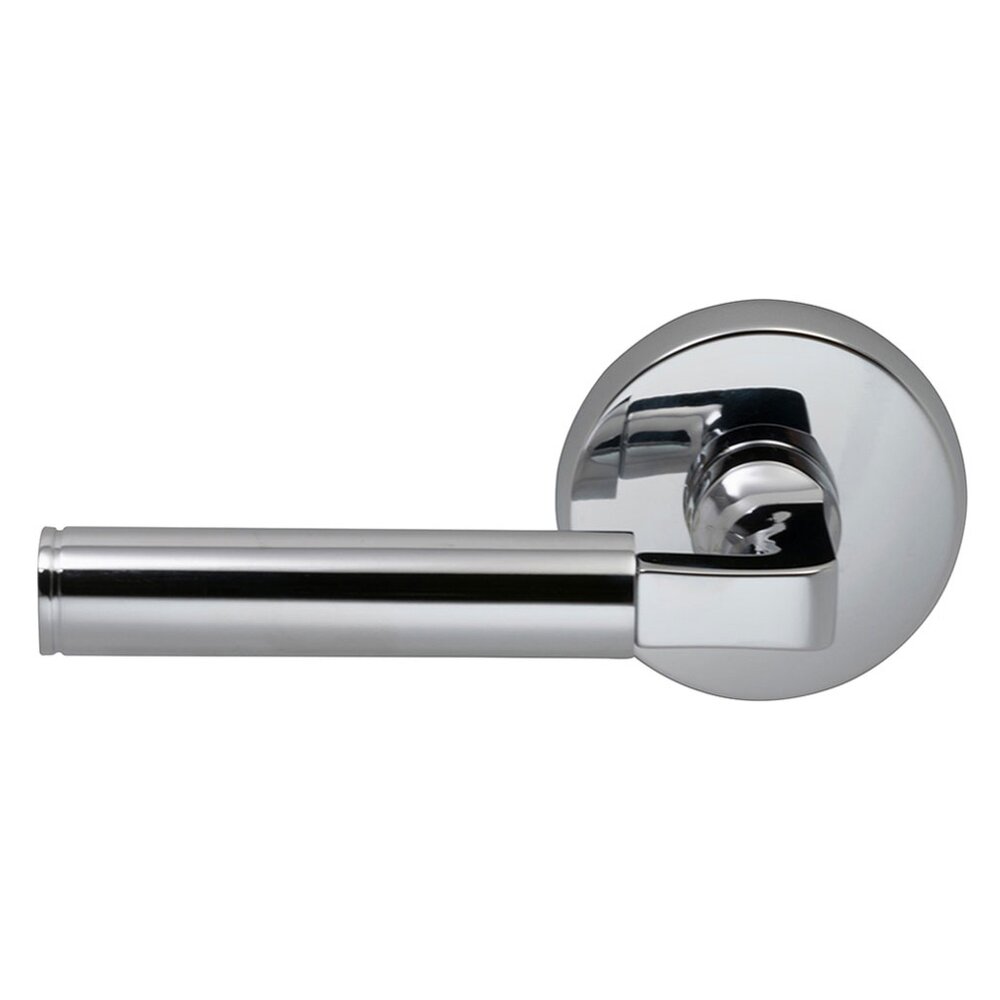 Omnia Hardware Double Dummy Barrel Left Handed Lever with Plain Rosette in Polished Chrome