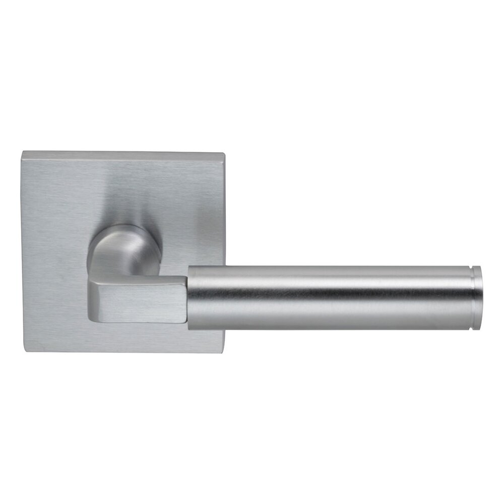 Omnia Hardware Double Dummy Barrel Right Handed Lever with Square Rosette in Satin Chrome