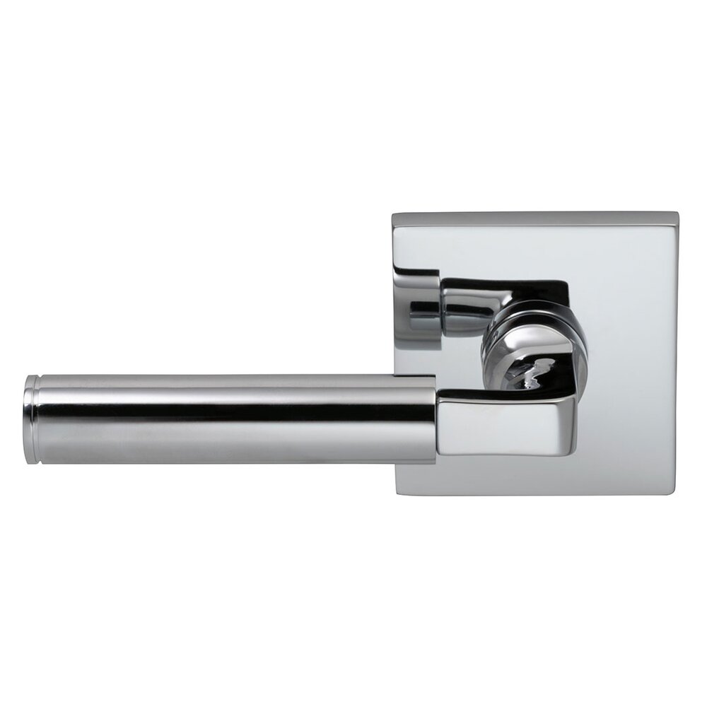 Omnia Hardware Privacy Barrel Left Handed Lever with Square Rosette in Polished Chrome