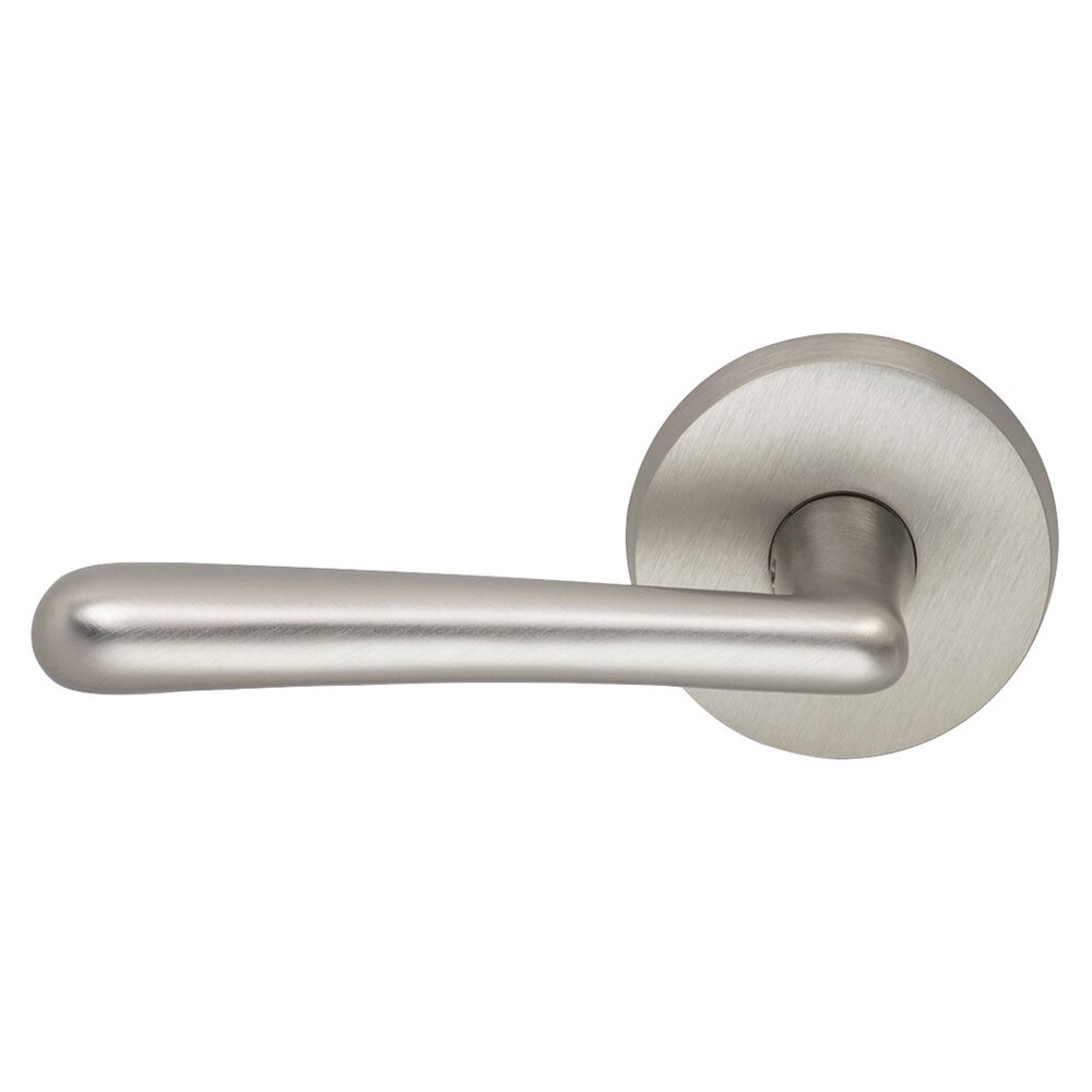Omnia Hardware Passage Trent Left Handed Lever with Plain Rosette in Satin Nickel Lacquered