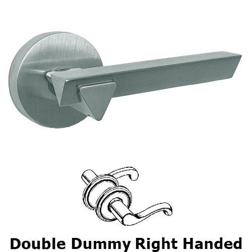 Omnia Hardware Double Dummy Geo Right Handed Lever with Plain Rosette in Satin Chrome
