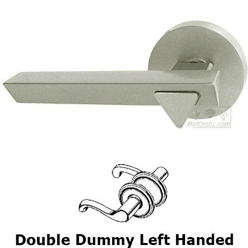 Omnia Hardware Double Dummy Geo Left Handed Lever with Plain Rosette in Satin Nickel Lacquered