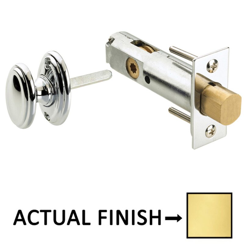Omnia Hardware Traditions Radial Mortise Privacy Bolt in Polished Brass Lacquered