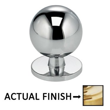Omnia Hardware 1" Round Knob with Back Plate in Polished Brass Unlacquered