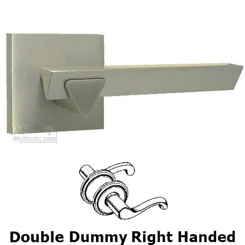Omnia Hardware Double Dummy Geo Right Handed Lever with Square Rosette in Satin Nickel Lacquered