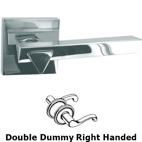 Omnia Hardware Double Dummy Geo Right Handed Lever with Square Rosette in Polished Chrome