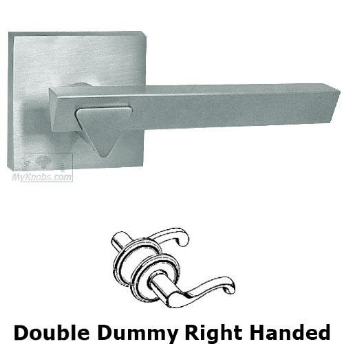 Omnia Hardware Double Dummy Geo Right Handed Lever with Square Rosette in Satin Chrome