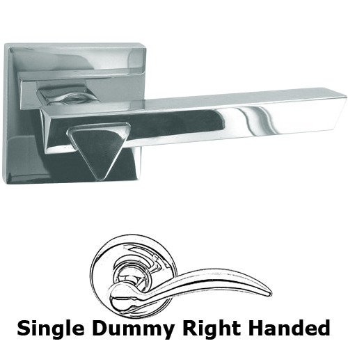 Omnia Hardware Single Dummy Geo Right Handed Lever with Square Rosette in Polished Chrome