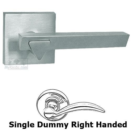 Omnia Hardware Single Dummy Geo Right Handed Lever with Square Rosette in Satin Chrome