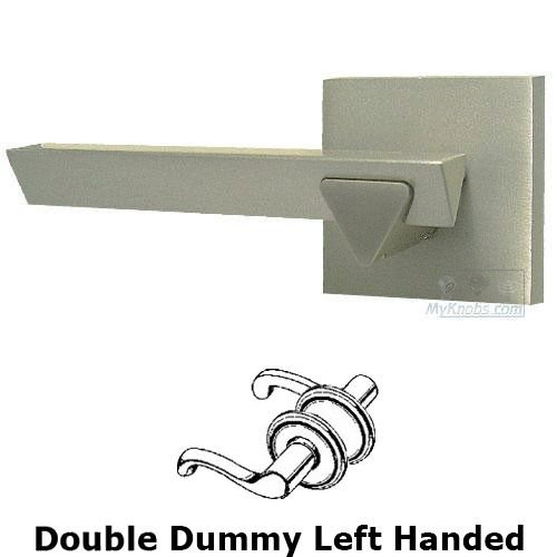 Omnia Hardware Double Dummy Geo Left Handed Lever with Square Rosette in Satin Nickel Lacquered