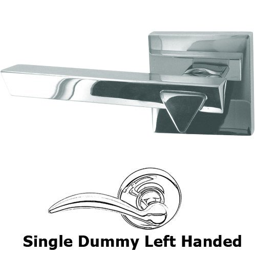 Omnia Hardware Single Dummy Geo Left Handed Lever with Square Rosette in Polished Chrome