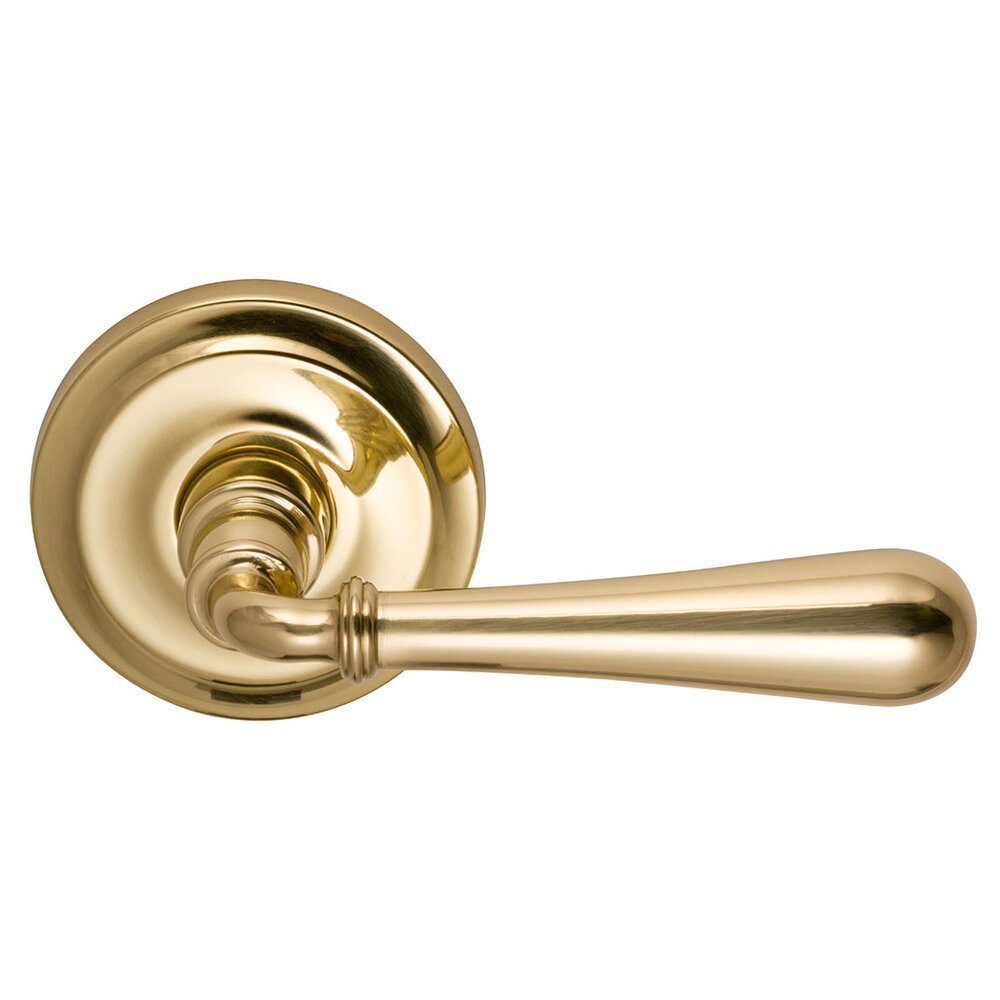 Omnia Hardware Single Dummy Traditions Right Handed Lever with Radial Rosette in Polished Brass Unlacquered