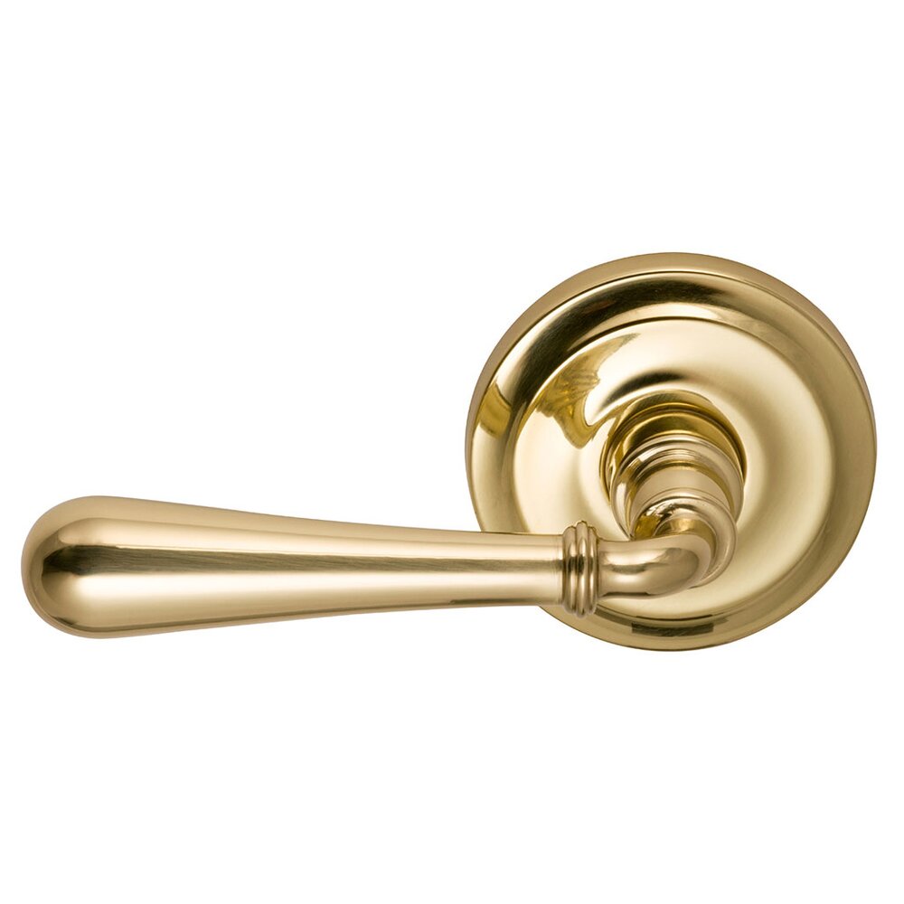 Omnia Hardware Privacy Traditions Left Handed Lever with Radial Rosette in Polished Brass Lacquered