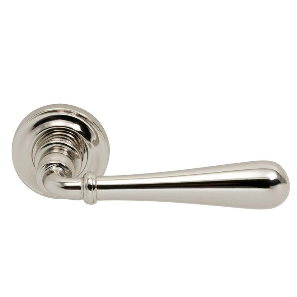 Omnia Hardware Passage Traditions Timeless Lever with Small Radial Rosette in Polished Nickel Lacquered