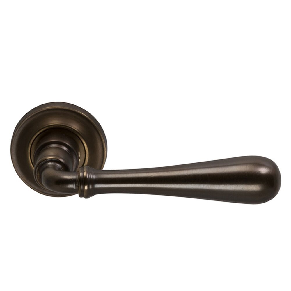 Omnia Hardware Single Dummy Traditions Timeless Lever with Small Radial Rosette in Antique Bronze Unlacquered
