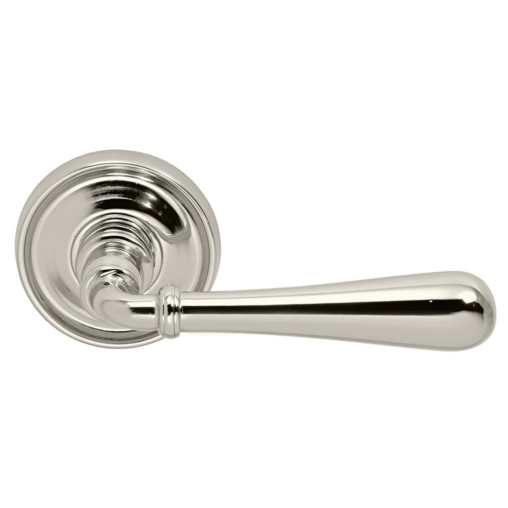 Omnia Hardware Passage Traditions Timeless Lever with Medium Radial Rosette in Polished Nickel Lacquered