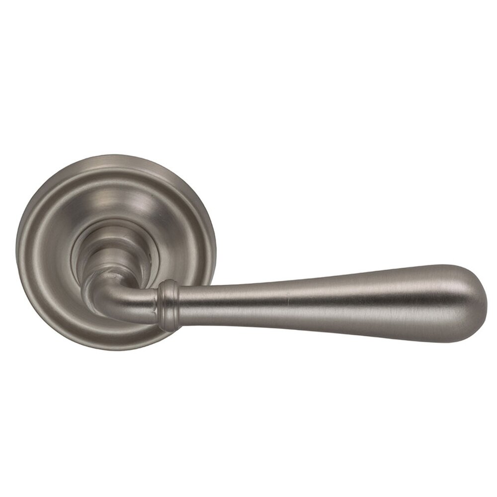 Omnia Hardware Single Dummy Traditions Timeless Lever with Medium Radial Rosette in Satin Nickel Lacquered