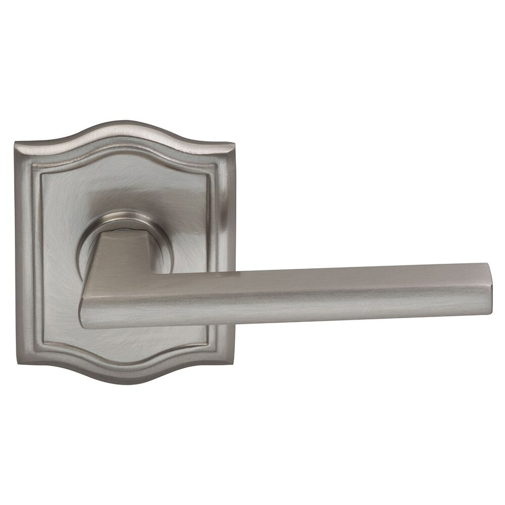 Omnia Hardware Double Dummy Wedge Right-Handed Lever with Arched Rose in Satin Nickel Lacquered Plated, Lacquered