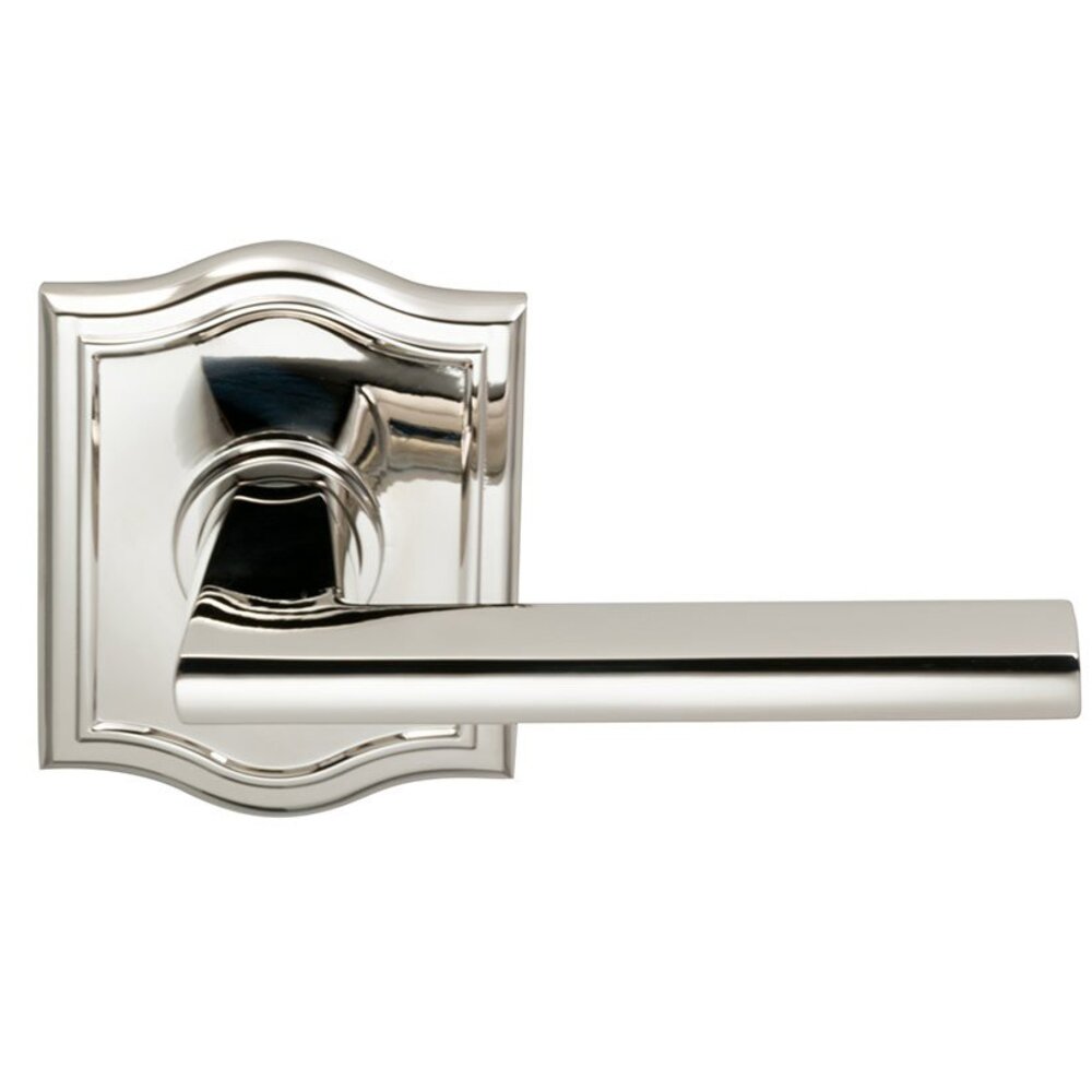 Omnia Hardware Passage Wedge Lever with Arched Rose in Polished Nickel Lacquered Plated, Lacquered