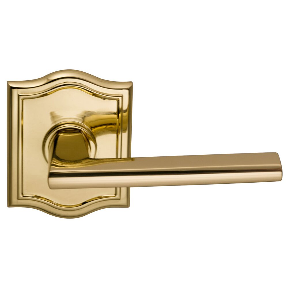 Omnia Hardware Passage Wedge Lever with Arched Rose in Polished Brass Lacquered