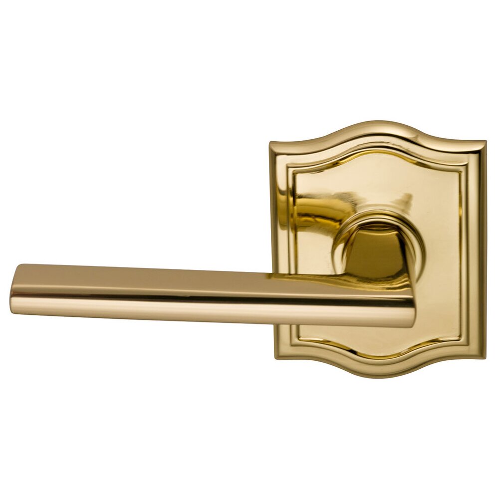 Omnia Hardware Left-Handed Single Dummy Wedge Lever with Arched Rose in Polished Brass Lacquered
