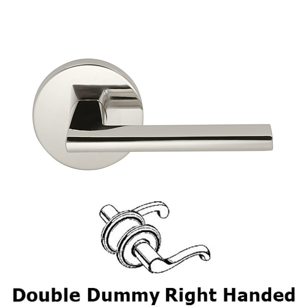 Omnia Hardware Double Dummy Wedge Right-Handed Lever with Modern Rose in Polished Nickel Lacquered Plated, Lacquered