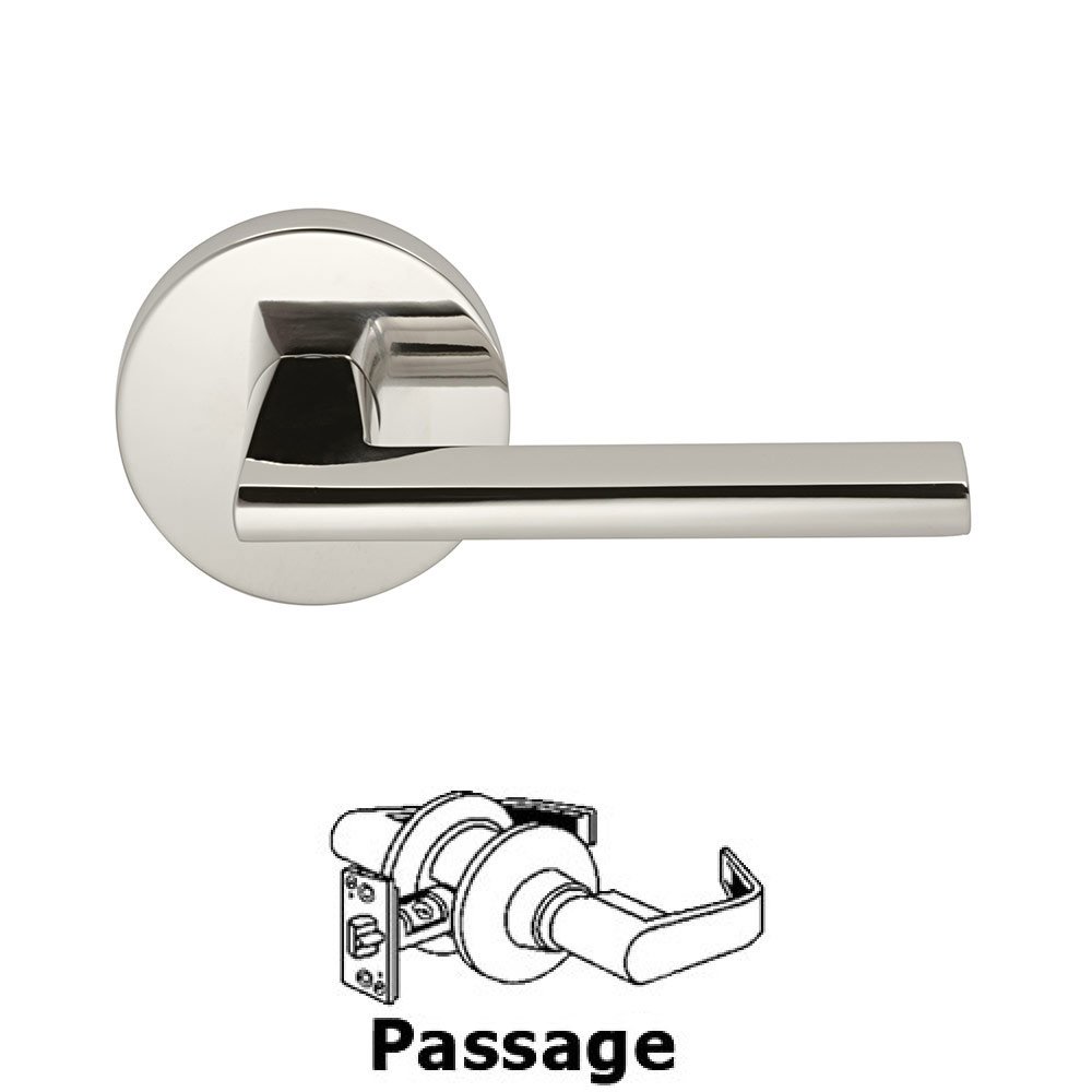 Omnia Hardware Passage Wedge Lever with Modern Rose in Polished Nickel Lacquered Plated, Lacquered