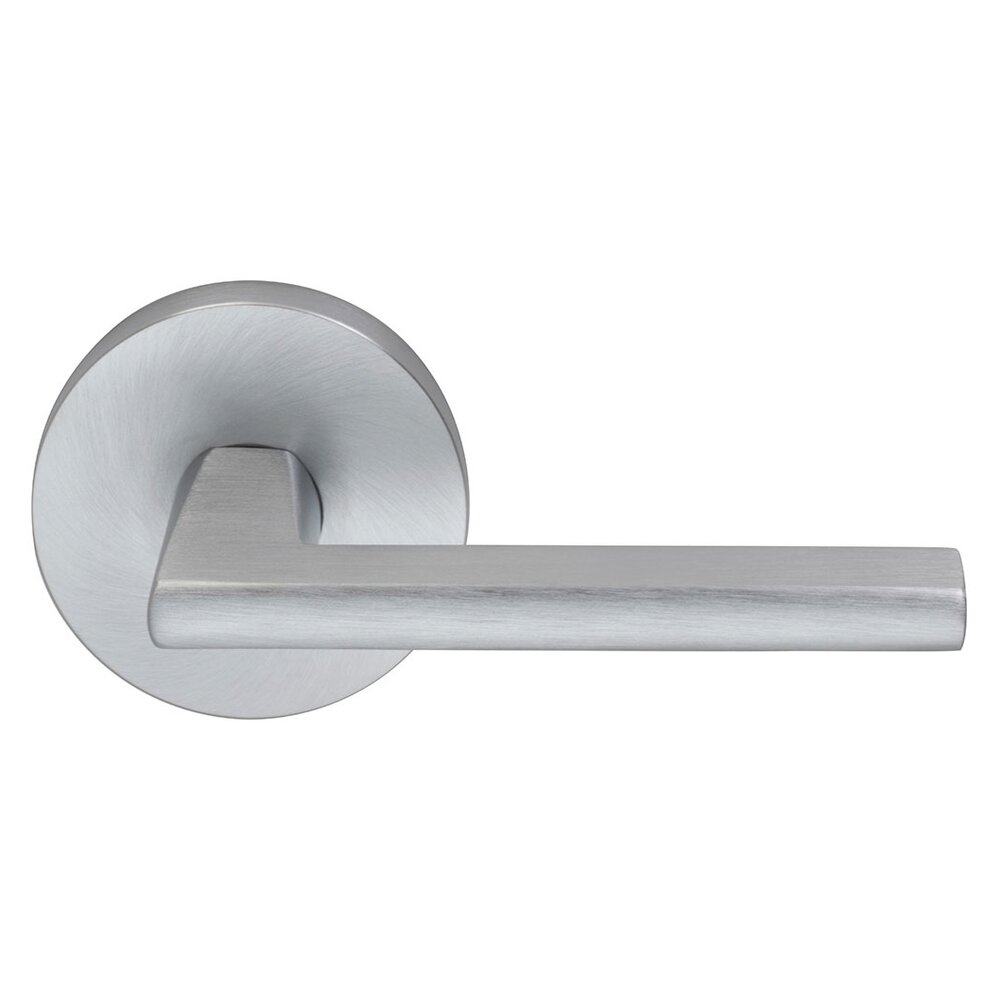 Omnia Hardware Right-Handed Single Dummy Wedge Lever with Modern Rose in Satin Chrome Plated
