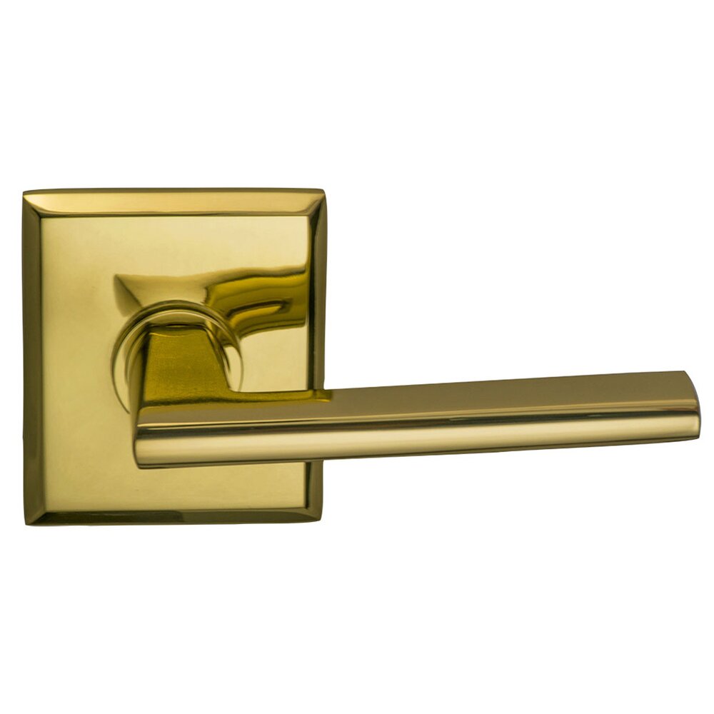 Omnia Hardware Privacy Wedge Lever with Rectangular Rose in Polished Brass Lacquered