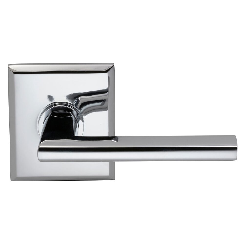 Omnia Hardware Right-Handed Single Dummy Wedge Lever with Rectangular Rose in Polished Chrome Plated