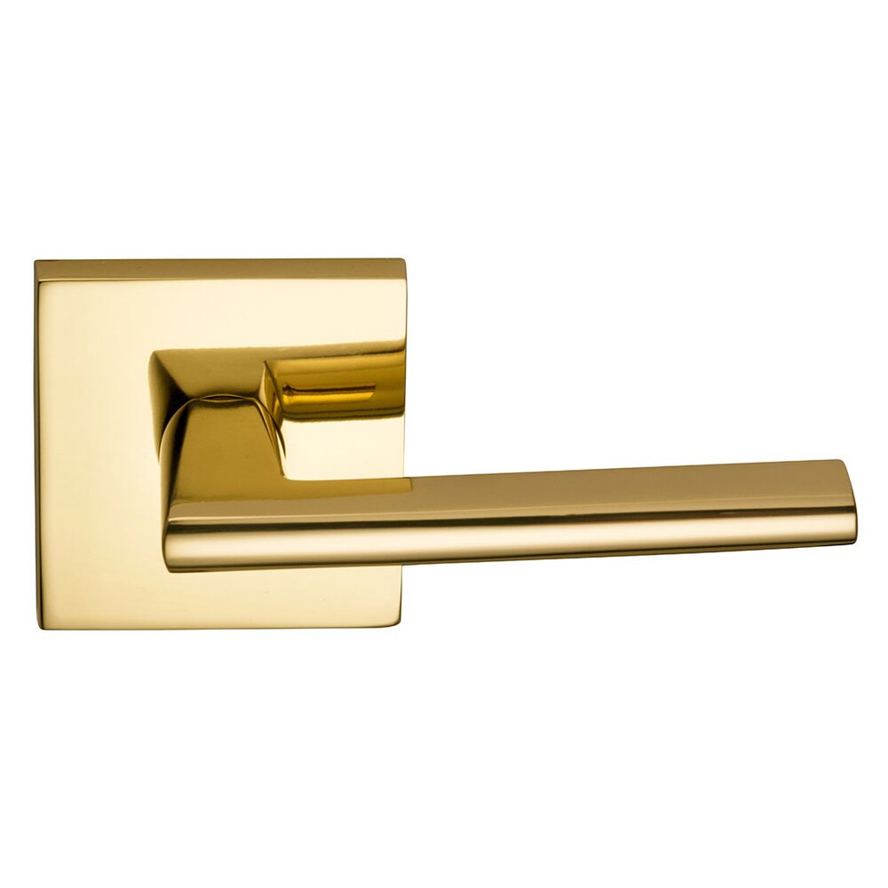 Omnia Hardware Privacy Wedge Lever with Square Rose in Polished Brass Lacquered