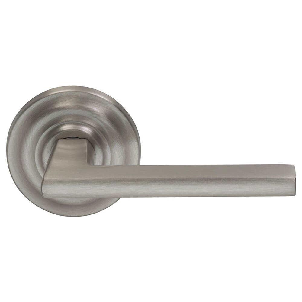 Omnia Hardware Double Dummy Wedge Right-Handed Lever with Traditional Rose in Satin Nickel Lacquered Plated, Lacquered