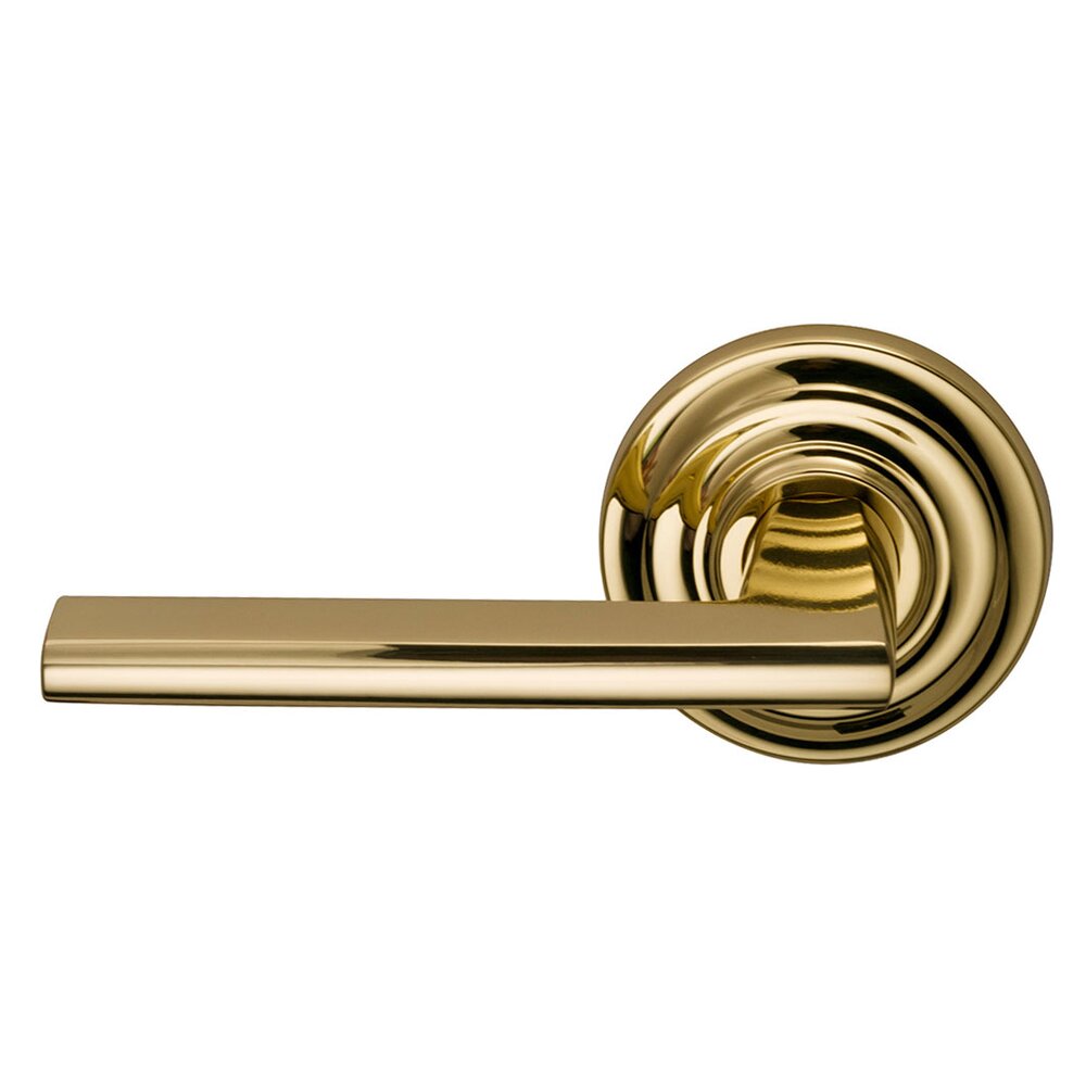 Omnia Hardware Left-Handed Single Dummy Wedge Lever with Traditional Rose in Polished Brass Lacquered
