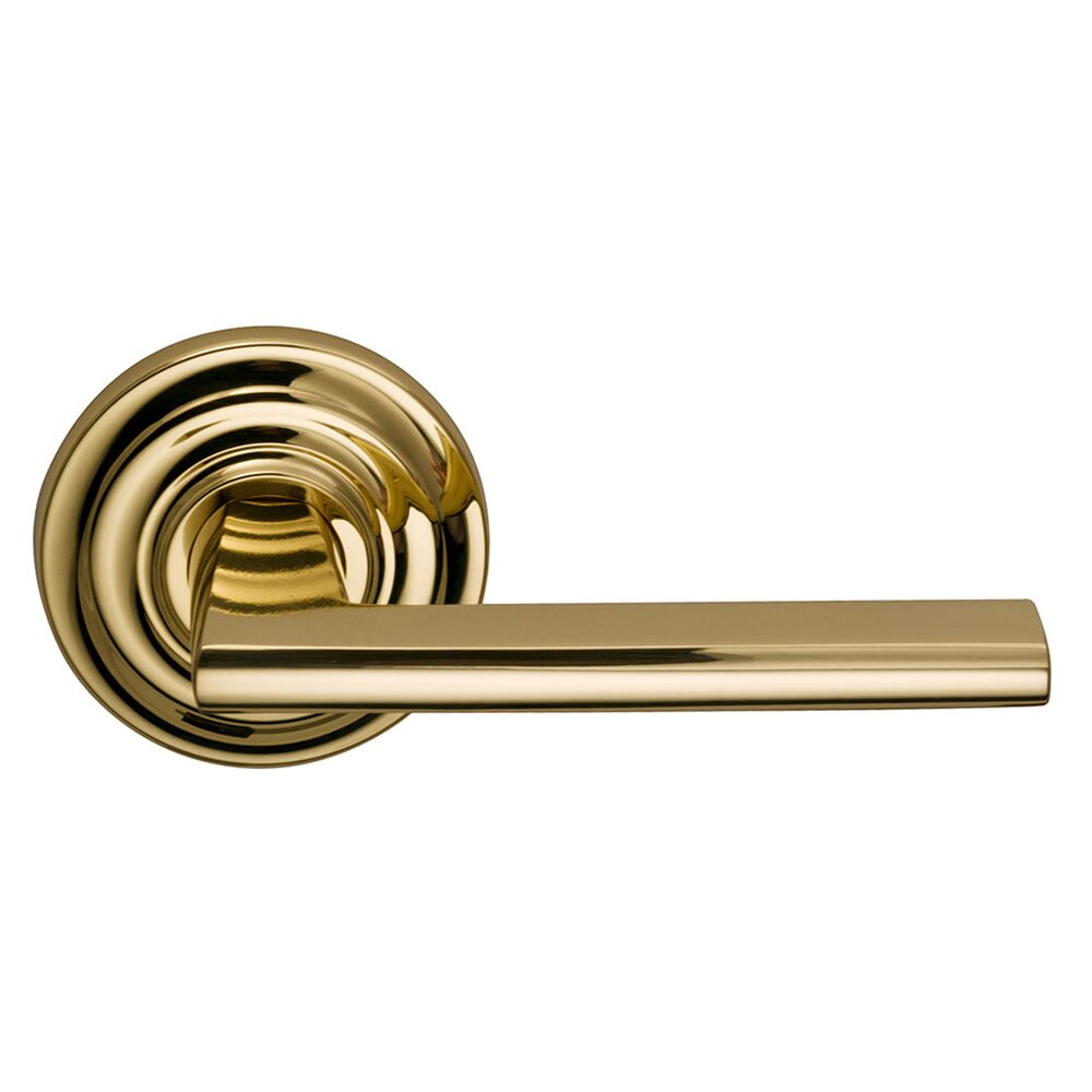 Omnia Hardware Right-Handed Single Dummy Wedge Lever with Traditional Rose in Polished Brass Unlacquered