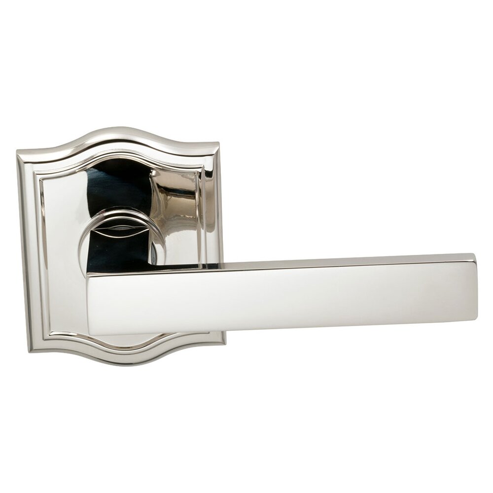 Omnia Hardware Double Dummy Square Right-Handed Lever with Arched Rose in Polished Nickel Lacquered Plated, Lacquered