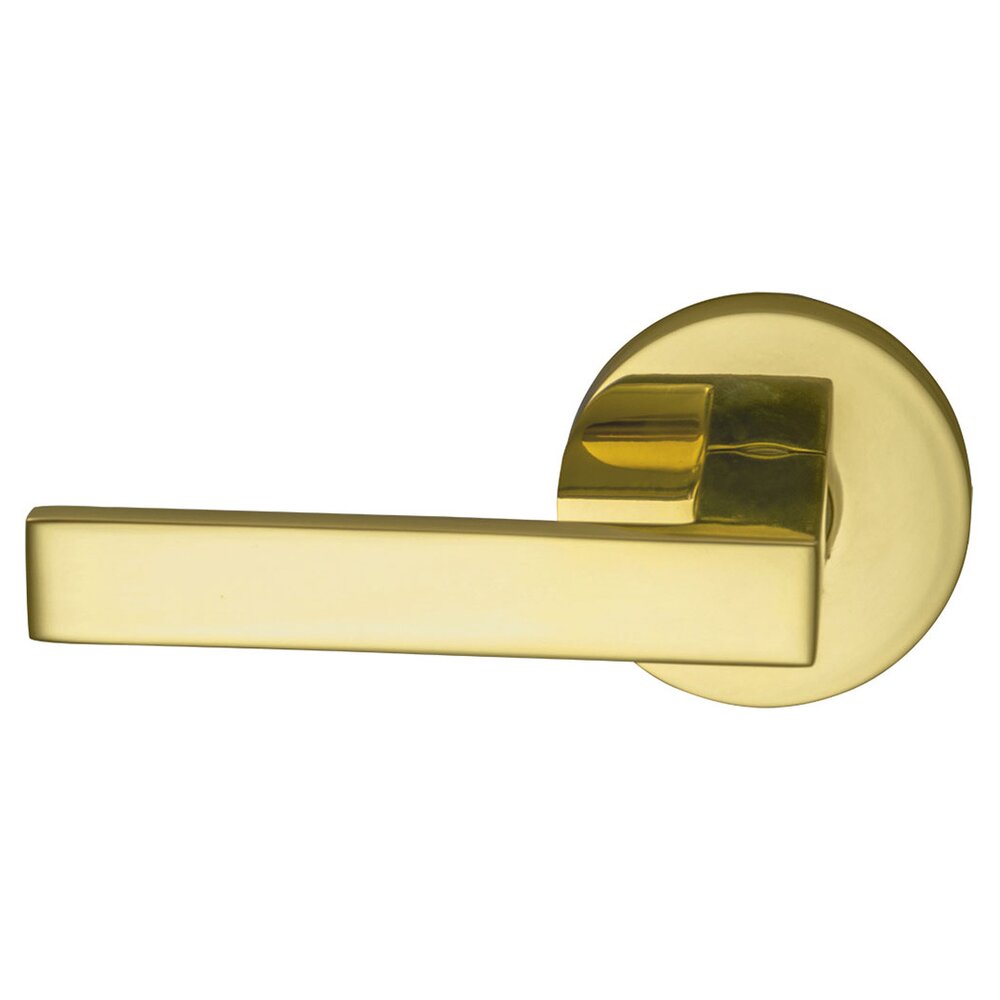 Omnia Hardware Double Dummy Square Left-Handed Lever with Modern Rose in Polished Brass Lacquered