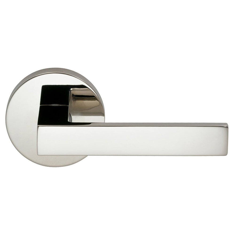 Omnia Hardware Passage Square Lever with Modern Rose in Polished Nickel Lacquered Plated, Lacquered