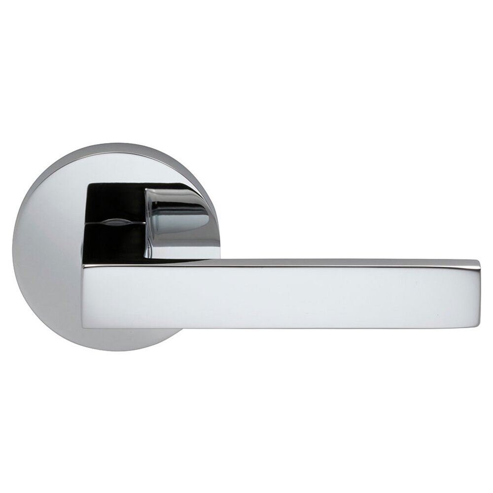 Omnia Hardware Passage Square Lever with Modern Rose in Polished Chrome Plated