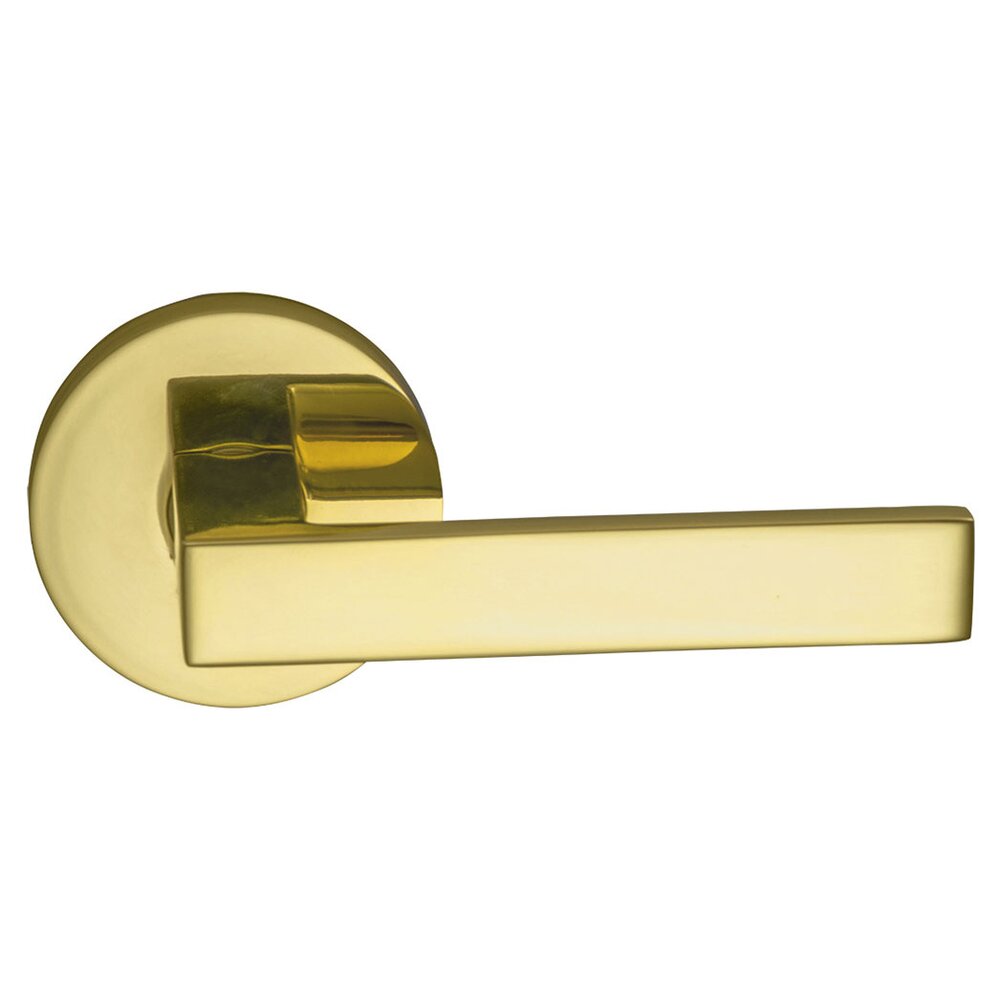Omnia Hardware Passage Square Lever with Modern Rose in Polished Brass Lacquered