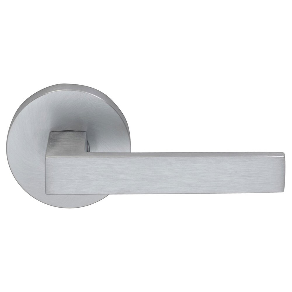Omnia Hardware Privacy Square Lever with Modern Rose in Satin Chrome Plated