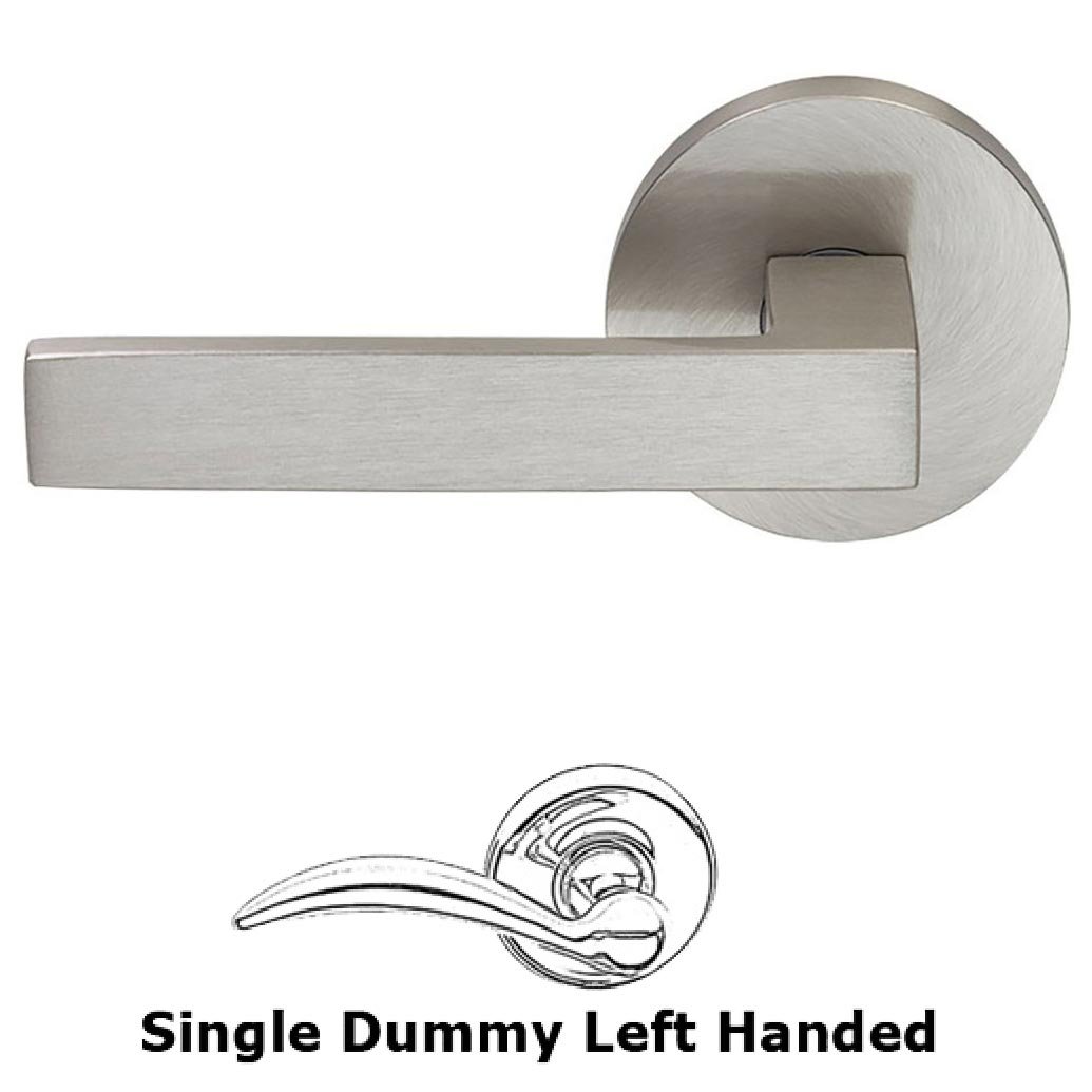 Omnia Hardware Left-Handed Single Dummy Square Lever with Modern Rose in Satin Nickel Lacquered