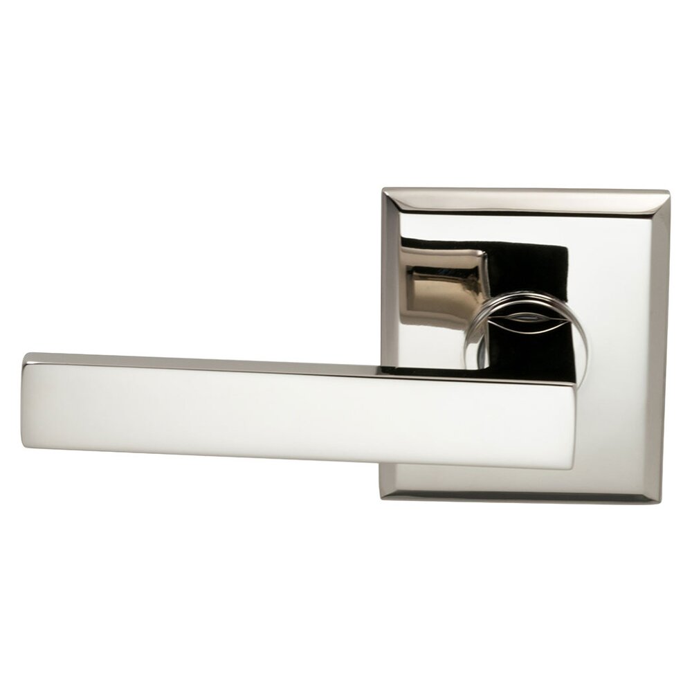 Omnia Hardware Double Dummy Square Left-Handed Lever with Rectangular Rose in Polished Nickel Lacquered Plated, Lacquered