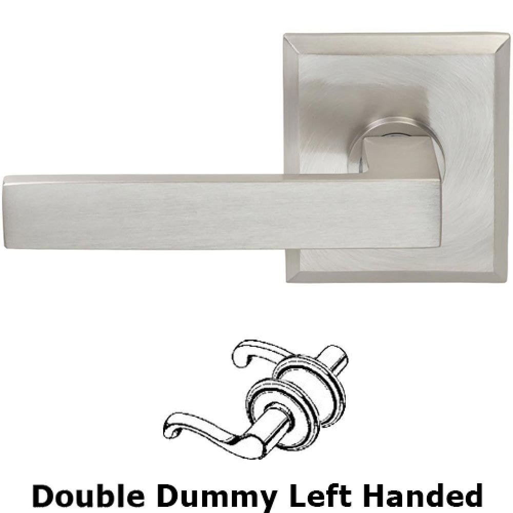Omnia Hardware Double Dummy Square Left-Handed Lever with Rectangular Rose in Satin Nickel Lacquered Plated, Lacquered