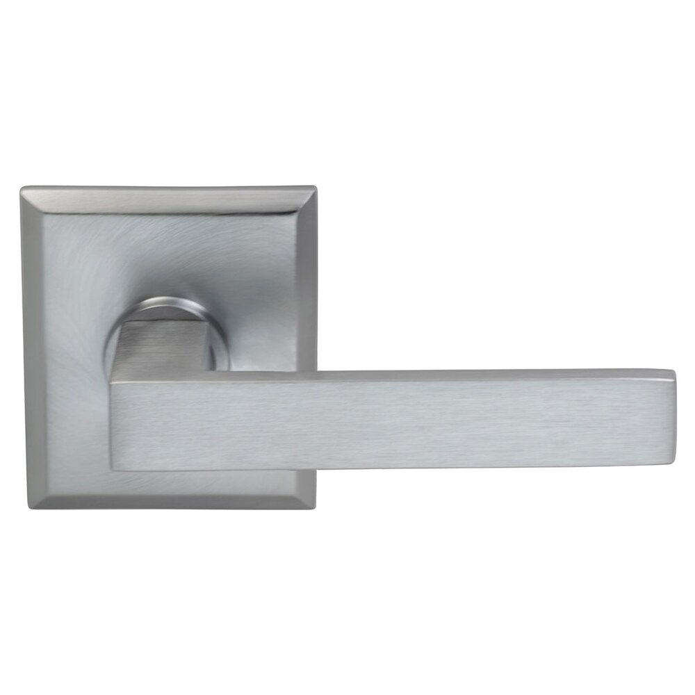 Omnia Hardware Double Dummy Square Right-Handed Lever with Rectangular Rose in Satin Chrome Plated