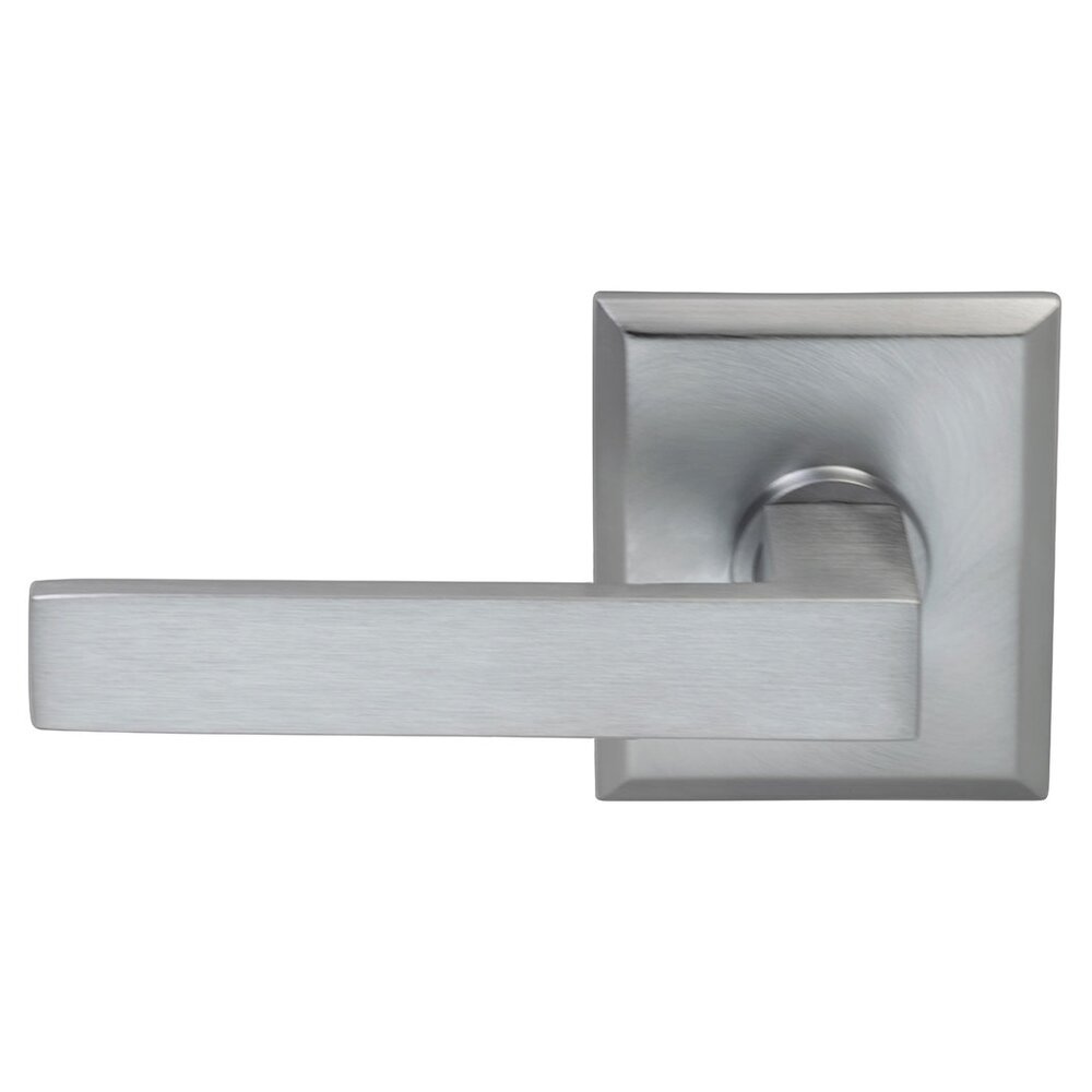 Omnia Hardware Double Dummy Square Left-Handed Lever with Rectangular Rose in Satin Chrome Plated