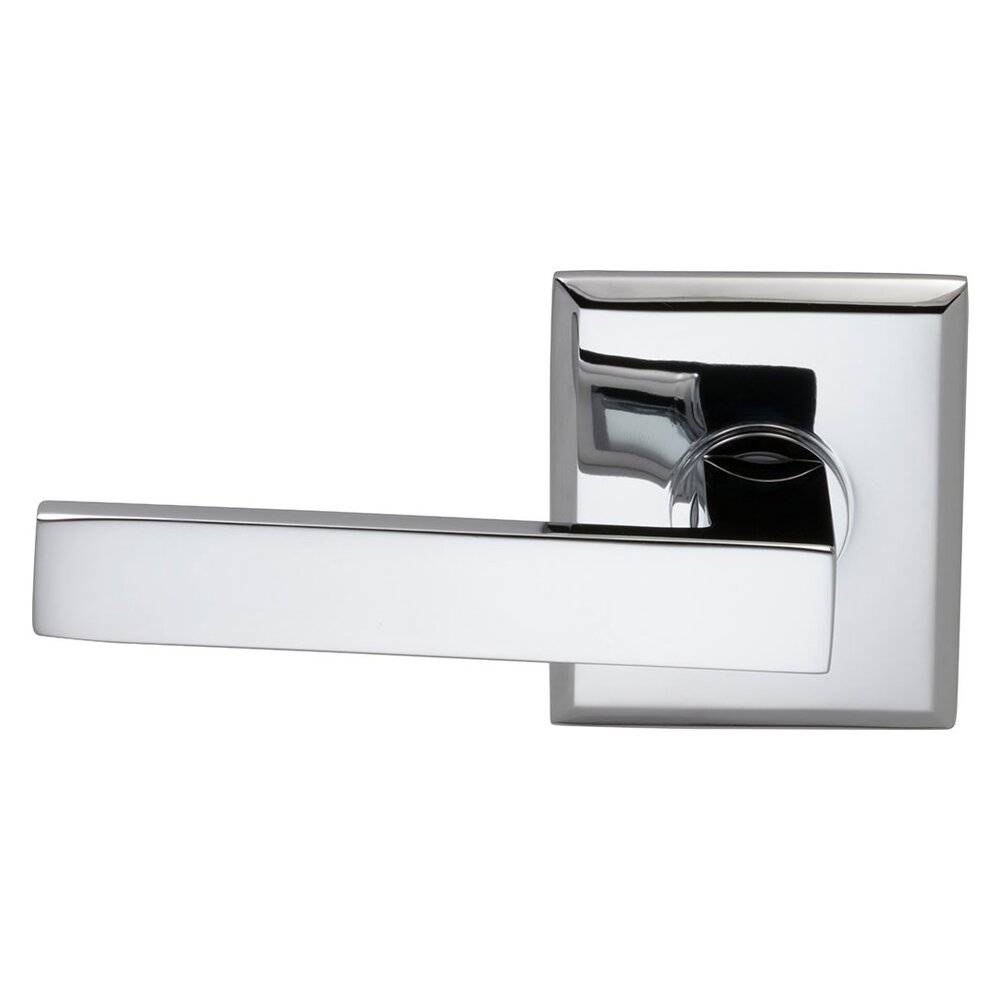 Omnia Hardware Double Dummy Square Left-Handed Lever with Rectangular Rose in Polished Chrome Plated
