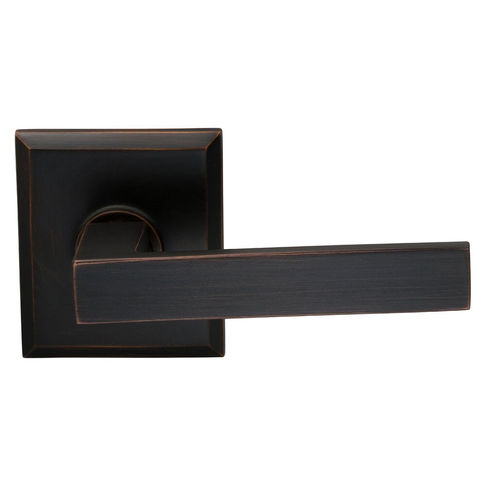 Omnia Hardware Double Dummy Square Right-Handed Lever with Rectangular Rose in Tuscan Bronze